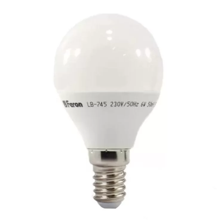Лампа світлодіодна куля P45 6W E14 4000K LB-745 Feron