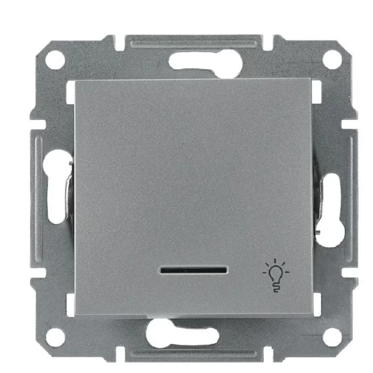 Выключатель кнопочный без рамки «Свет» алюминий Asfora, EPH1800161