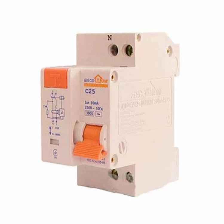 Диференціальний автоматичний вимикач ДВ 16А 30мА 1+N п. EcoHome