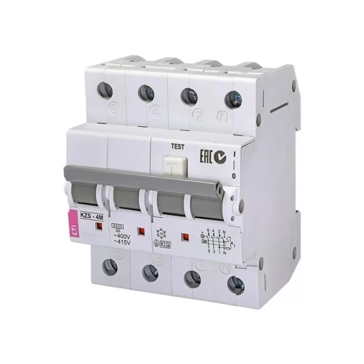 Диференційний автомат ETI 002174524 KZS-4M 3p+N з 16/0.3 тип A (6kA)