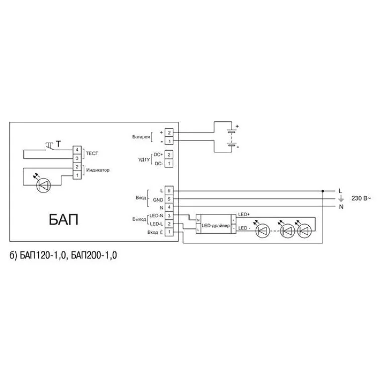 Универсальный блок аварийного питания IEK LLVPOD-EPK-120-1H-U БАП120-1.0 для LED IP65 инструкция - картинка 6