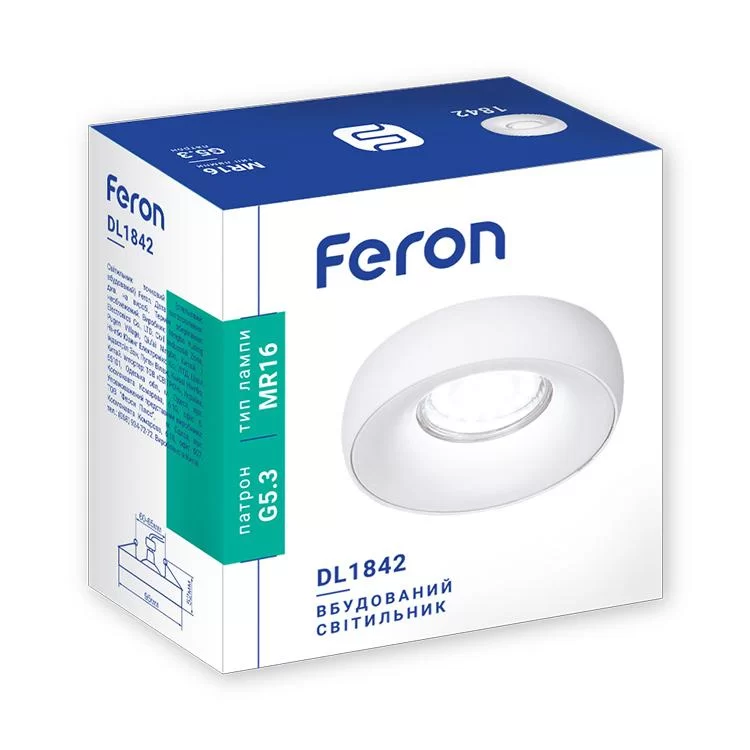 продаємо Вбудований світильник Feron DL1842 білий матовий в Україні - фото 4