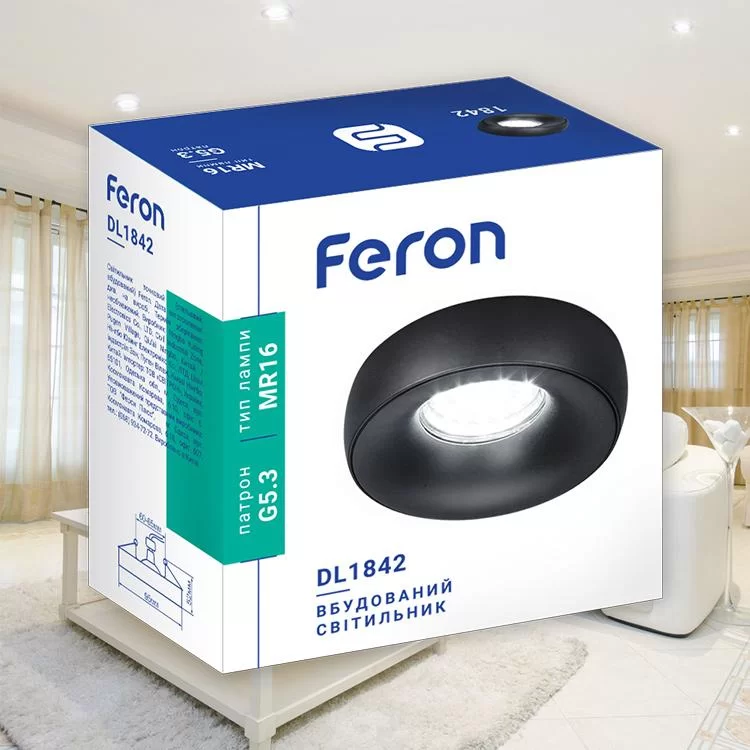 Встраиваемый светильник Feron DL1842 черный матовый цена 194грн - фотография 2
