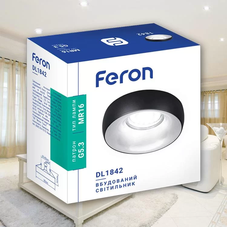 Встраиваемый светильник Feron DL1842 черный хром цена 188грн - фотография 2