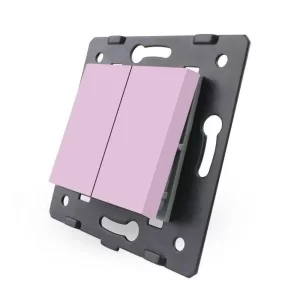 Механізм двоклавішний прохідний вимикач рожевий Livolo (720100317)
