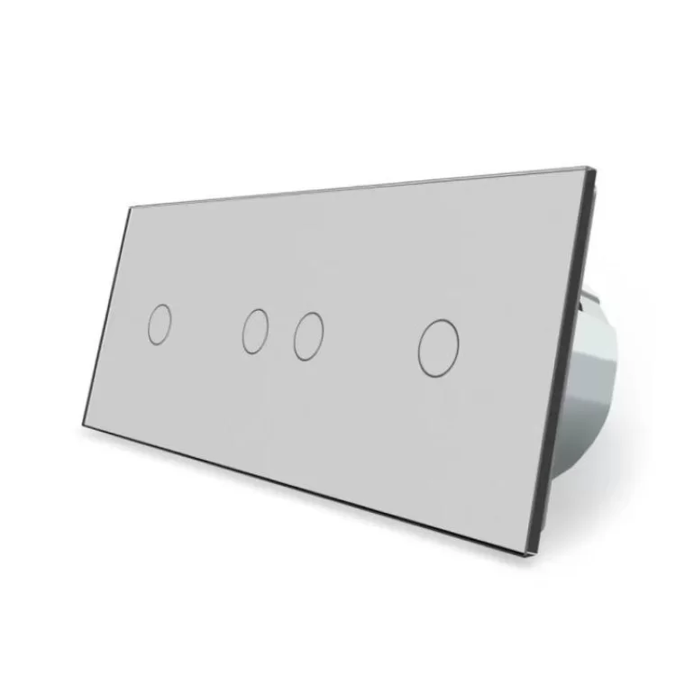 Сенсорный ZigBee выключатель 4 сенсора (1-2-1) серый стекло Livolo (VL-C701Z/C702Z/C701Z-15)