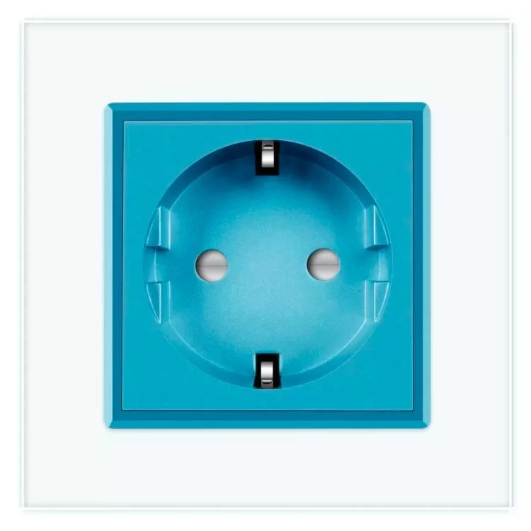 Розетка с заземлением белый голубой стекло Livolo (VL-C7C1EU-11/19) цена 549грн - фотография 2