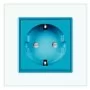 Розетка с заземлением белый голубой стекло Livolo (VL-C7C1EU-11/19)