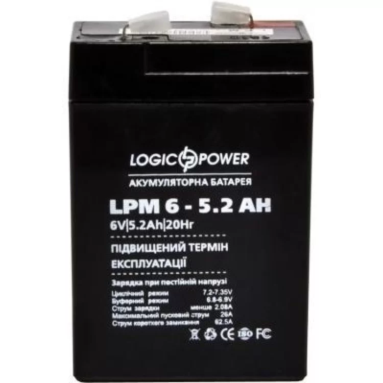 Батарея до ДБЖ LogicPower LPM 6В 5.2 Ач (4158) ціна 303грн - фотографія 2