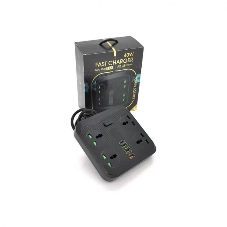 Мережевий фільтр живлення Voltronic TВ-Т18, 4роз, 2*USB+PD Black (OS-Т18-Black) ціна 918грн - фотографія 2