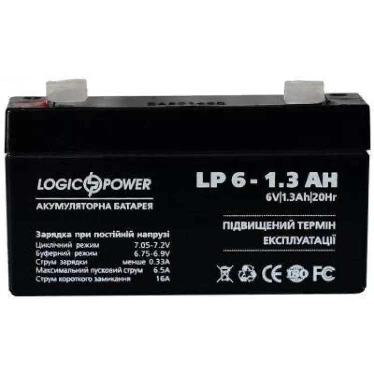 Батарея до ДБЖ LogicPower LPM 6В 1.3 Ач (4157) ціна 178грн - фотографія 2