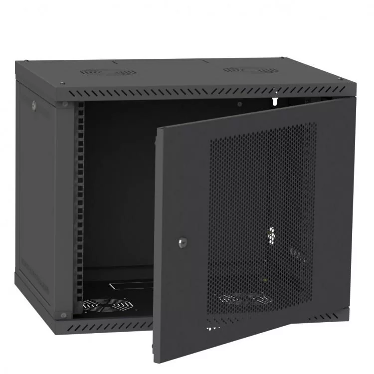 Шкаф настенный Ipcom 9U, 600*450, перфорация, RAL9005 (СН-9U-060х045-ДП-9005) цена 4 320грн - фотография 2