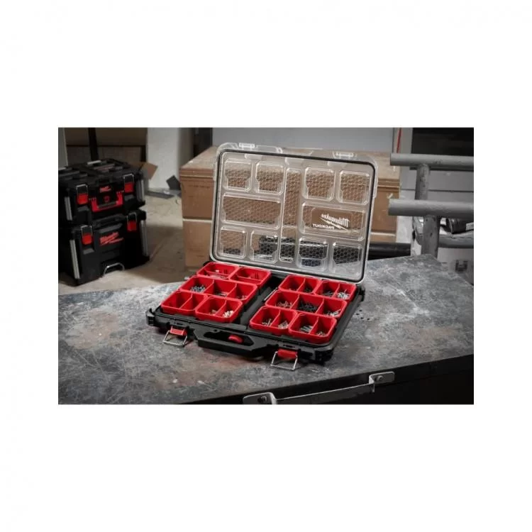 Ящик для инструментов Milwaukee органайзер тонкий PACKOUT 500х380х65 мм (4932471064) цена 2 649грн - фотография 2