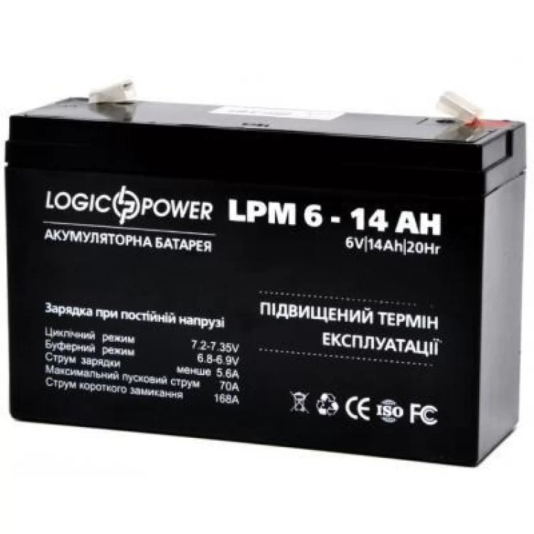 Батарея до ДБЖ LogicPower LPM 6В 14 Ач (4160) ціна 719грн - фотографія 2