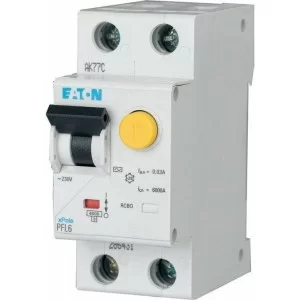 Дифференциальный автоматический выключатель PFL6-10/1N/C/0.03 10А 30мА 1 Нп. Eaton