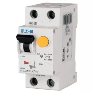 Диференційний автоматичний вимикач PFL6-32/1N/C/0.03 32А 30мА 1+Нп. Eaton