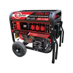 Генератор бензиновый 5 кВт., 13 л.с., 4-х тактный, электрический и ручной пуск INTERTOOL DT-1155