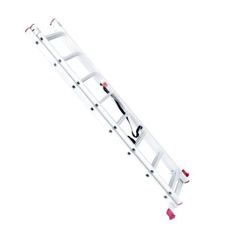Лестница алюминиевая 2-х секционная универсальная раскладная 2x8 ступ. 3,69 м INTERTOOL LT-0208 цена 4 499грн - фотография 2