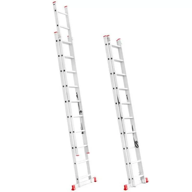 Лестница алюминиевая 2-х секционная универсальная раскладная 2x10 ступ. 4,81 м INTERTOOL LT-0210 цена 4 499грн - фотография 2
