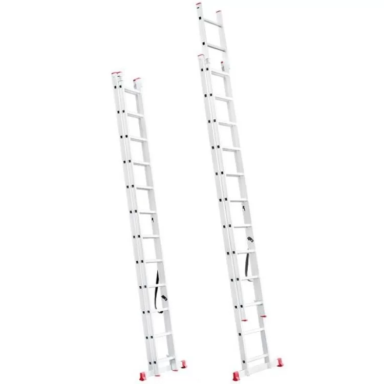 Лестница алюминиевая 2-х секционная универсальная раскладная 2x12 ступ. 5,93 м INTERTOOL LT-0212 цена 5 599грн - фотография 2