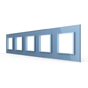 Рамка розетки Livolo 5 постов голубой стекло (VL-C7-SR/SR/SR/SR/SR-19)