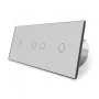 Сенсорный выключатель Livolo 4 канала (1-2-1) серый стекло (VL-C701/C702/C701-15)
