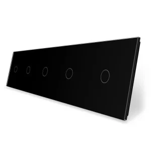 Сенсорная панель выключателя Livolo 5 каналов (1-1-1-1-1) черный стекло (VL-C7-C1/C1/C1/C1/C1-12)