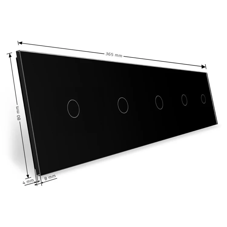 Сенсорная панель выключателя Livolo 5 каналов (1-1-1-1-1) черный стекло (VL-C7-C1/C1/C1/C1/C1-12) цена 1 032грн - фотография 2