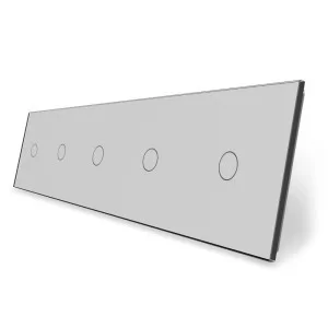 Сенсорная панель выключателя Livolo 5 каналов (1-1-1-1-1) серый стекло (VL-C7-C1/C1/C1/C1/C1-15)