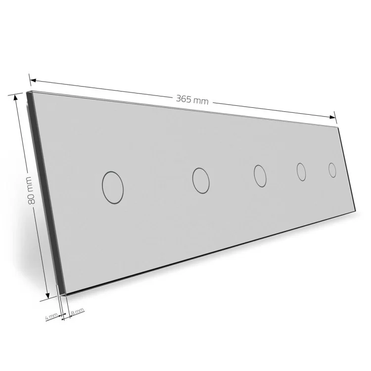 в продажу Сенсорна панель вимикача Livolo 5 каналів (1-1-1-1-1) сірий скло (VL-C7-C1/C1/C1/C1/C1-15) - фото 3