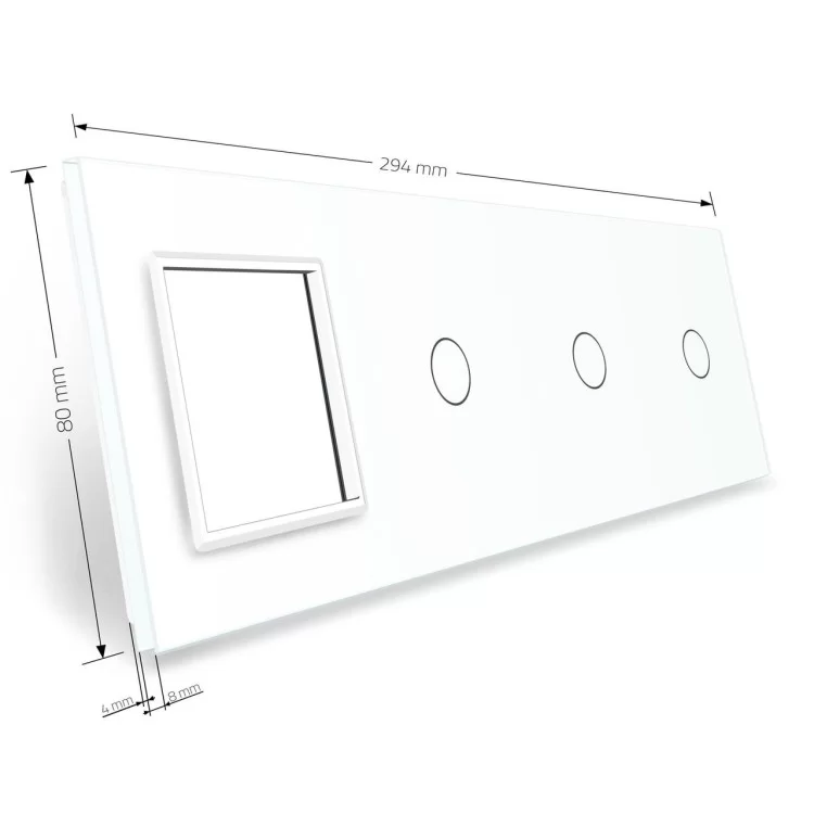 в продажу Сенсорна панель вимикача Livolo 3 канали і розетки (1-1-1-0) білий скло (VL-C7-C1/C1/C1/SR-11) - фото 3