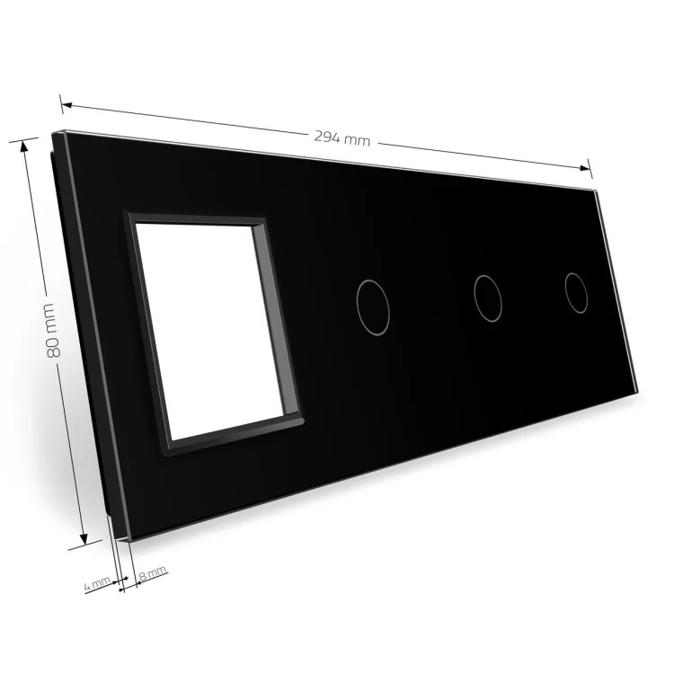 в продаже Сенсорная панель выключателя Livolo 3 канала и розетку (1-1-1-0) черный стекло (VL-C7-C1/C1/C1/SR-12) - фото 3