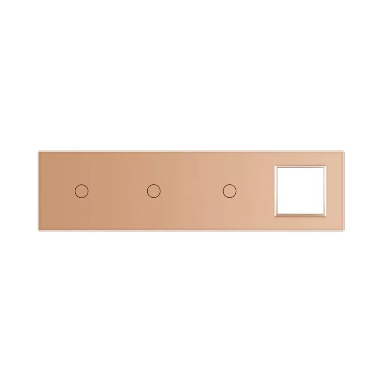 Сенсорная панель выключателя Livolo 3 канала и розетку (1-1-1-0) золото стекло (VL-C7-C1/C1/C1/SR-13) цена 941грн - фотография 2