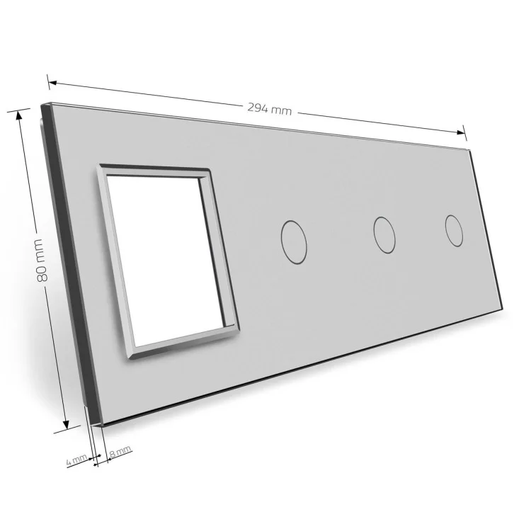в продаже Сенсорная панель выключателя Livolo 3 канала и розетку (1-1-1-0) серый стекло (VL-C7-C1/C1/C1/SR-15) - фото 3