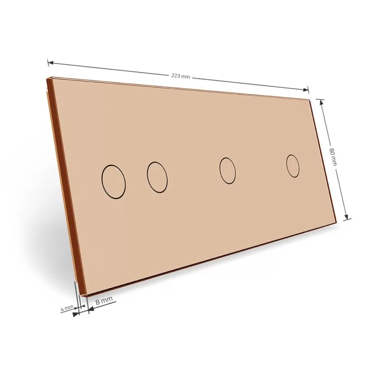 Сенсорная панель выключателя Livolo 4 канала (1-1-2) золото стекло (VL-C7-C1/C1/C2-13) цена 651грн - фотография 2
