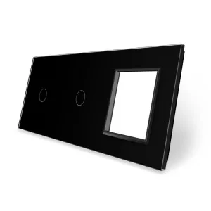 Сенсорная панель выключателя Livolo 2 канала и розетку (1-1-0) черный стекло (VL-C7-C1/C1/SR-12)
