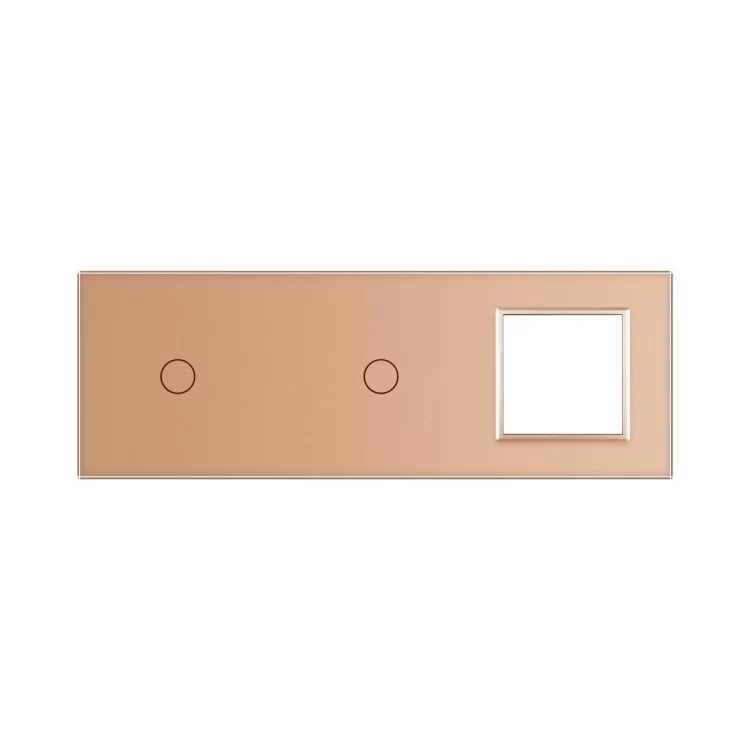 Сенсорная панель выключателя Livolo 2 канала и розетку (1-1-0) золото стекло (VL-C7-C1/C1/SR-13) цена 750грн - фотография 2