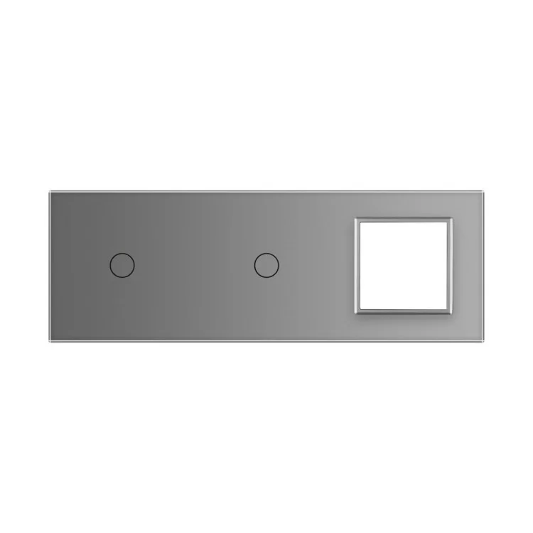 Сенсорна панель вимикача Livolo 2 канали і розетки (1-1-0) сірий скло (VL-C7-C1/C1/SR-15) ціна 750грн - фотографія 2
