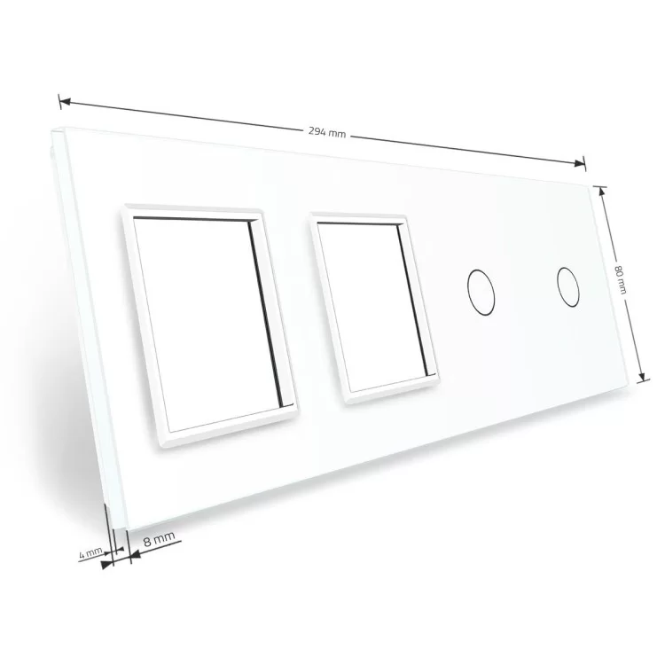 в продажу Сенсорна панель вимикача Livolo 2 канали і дві розетки (1-1-0-0) білий скло (VL-C7-C1/C1/SR/SR-11) - фото 3