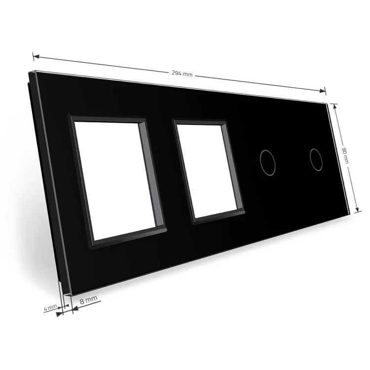 Сенсорна панель вимикача Livolo 2 канали і дві розетки (1-1-0-0) чорний скло (VL-C7-C1/C1/SR/SR-12) ціна 1 040грн - фотографія 2