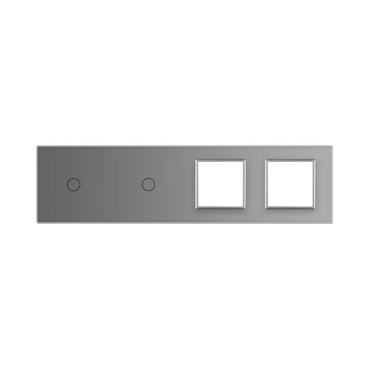 Сенсорна панель вимикача Livolo 2 канали і дві розетки (1-1-0-0) сірий скло (VL-C7-C1/C1/SR/SR-15) ціна 1 040грн - фотографія 2