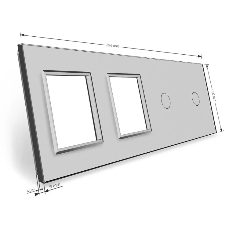 в продаже Сенсорная панель выключателя Livolo 2 канала и две розетки (1-1-0-0) серый стекло (VL-C7-C1/C1/SR/SR-15) - фото 3