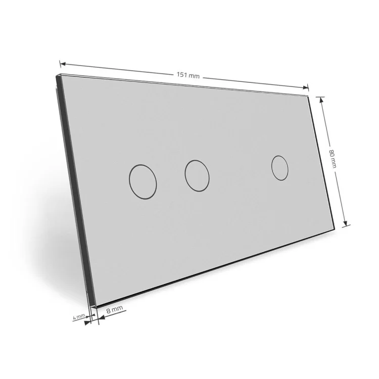 в продажу Сенсорна панель вимикача Livolo 3 канали (1-2) сірий скло (VL-C7-C1/C2-15) - фото 3