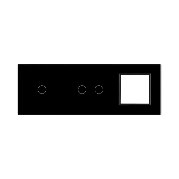 Сенсорна панель вимикача Livolo 3 каналів і розетки (1-2-0) чорний скло (VL-C7-C1/C2/SR-12) ціна 750грн - фотографія 2