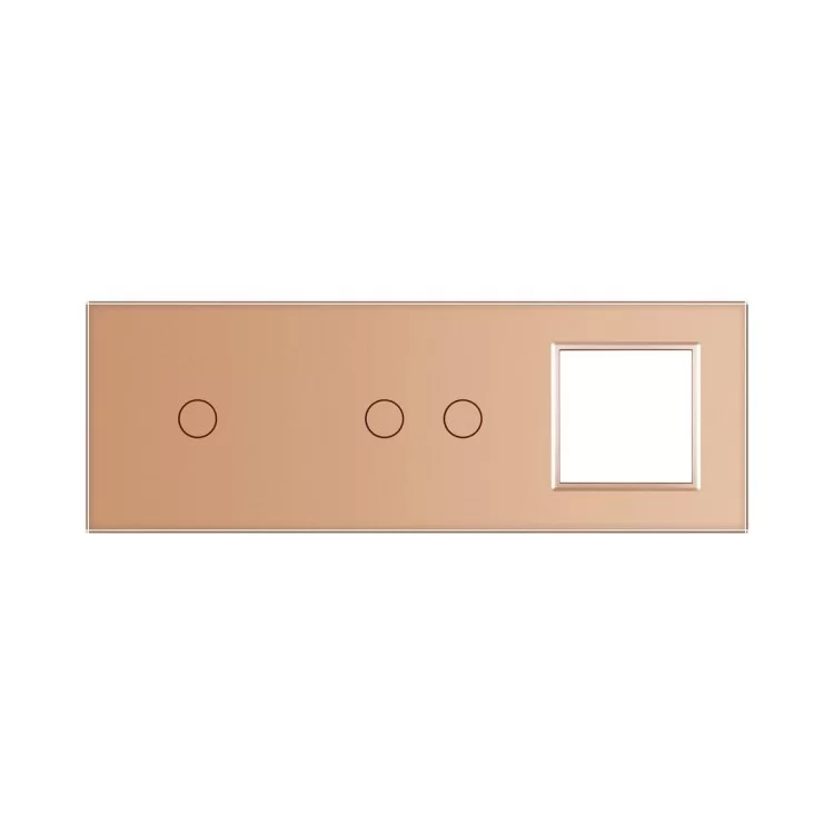 Сенсорная панель выключателя Livolo 3 каналов и розетку (1-2-0) золото стекло (VL-C7-C1/C2/SR-13) цена 750грн - фотография 2