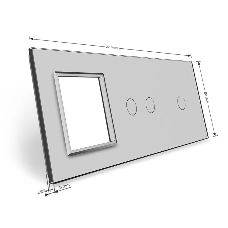в продаже Сенсорная панель выключателя Livolo 3 каналов и розетку (1-2-0) серый стекло (VL-C7-C1/C2/SR-15) - фото 3