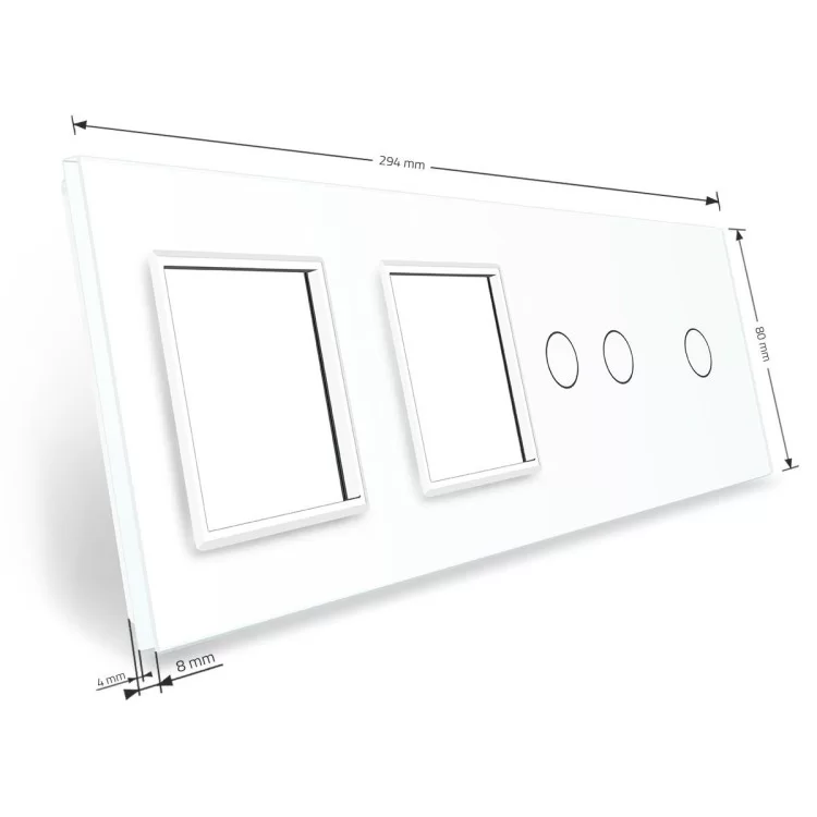 в продажу Сенсорна панель вимикача Livolo 3 канали і дві розетки (1-2-0-0) білий скло (VL-C7-C1/C2/SR/SR-11) - фото 3