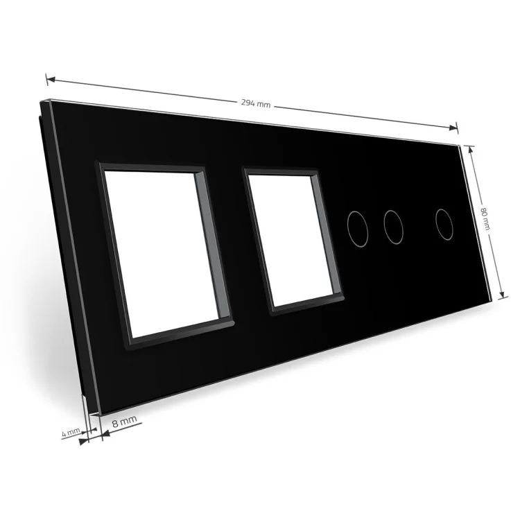 в продаже Сенсорная панель выключателя Livolo 3 канала и две розетки (1-2-0-0) черный стекло (VL-C7-C1/C2/SR/SR-12) - фото 3