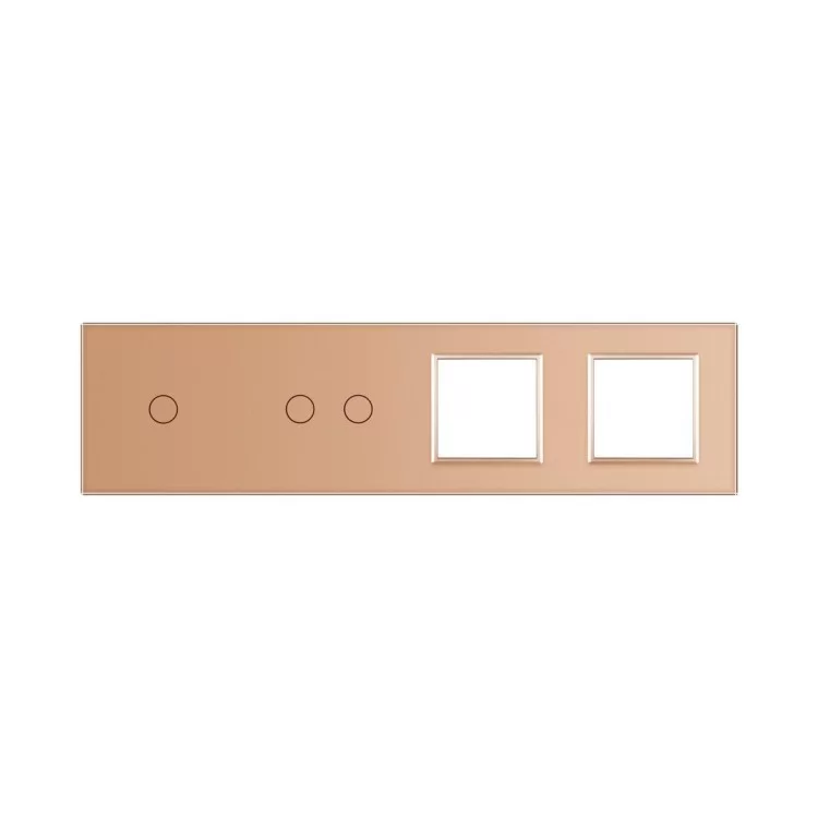 Сенсорная панель выключателя Livolo 3 канала и две розетки (1-2-0-0) золото стекло (VL-C7-C1/C2/SR/SR-13) цена 1 040грн - фотография 2