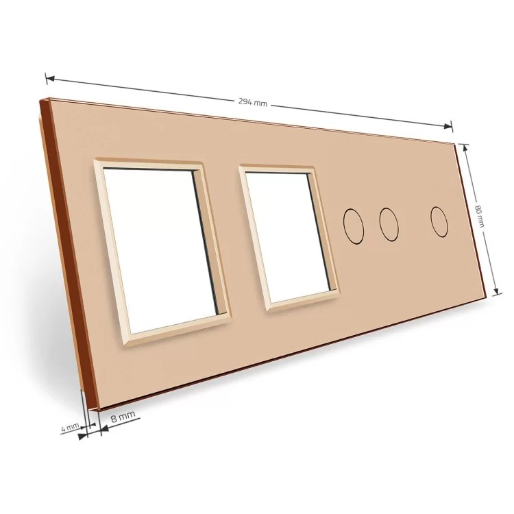 в продаже Сенсорная панель выключателя Livolo 3 канала и две розетки (1-2-0-0) золото стекло (VL-C7-C1/C2/SR/SR-13) - фото 3
